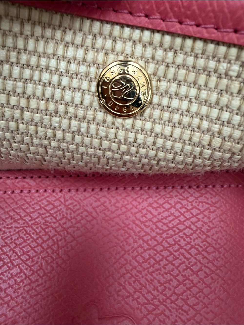 Longchamp Pliage basket large tote pink leather - Picture 6 of 9